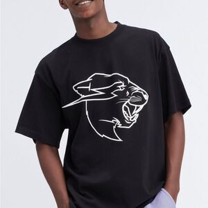 MRBEAST PANTHER UV REACTIVE S/SLEEVE‎ TEE - BLACK / BLUE Size M NWT in pkg